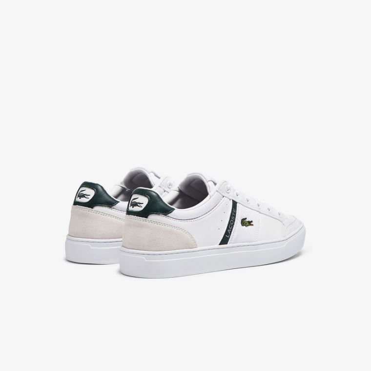 Lacoste Courtline Deri and Tekstil Sneakers Beyaz | 4uFTDyNa