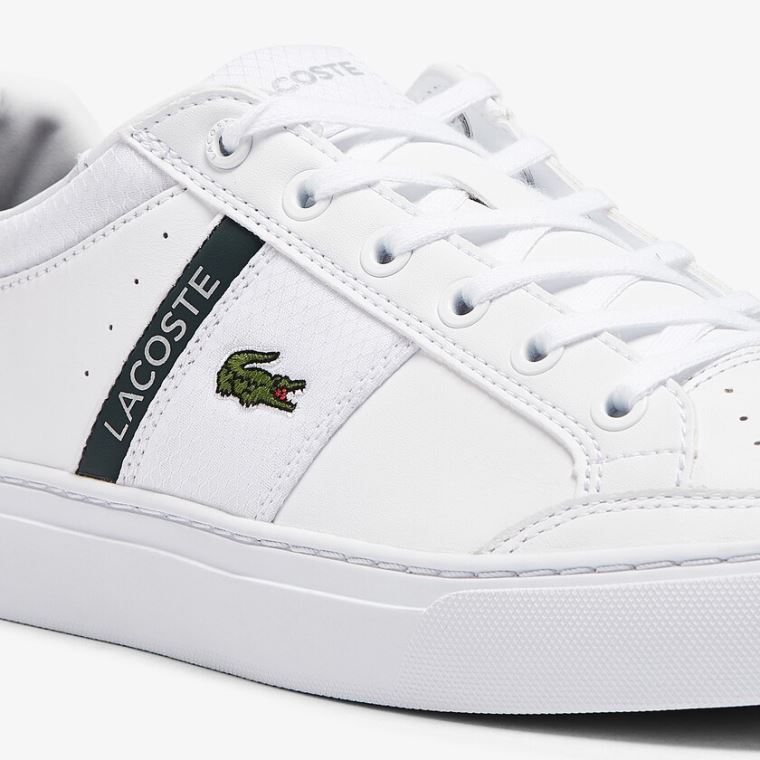 Lacoste Courtline Deri and Tekstil Sneakers Beyaz | 4uFTDyNa