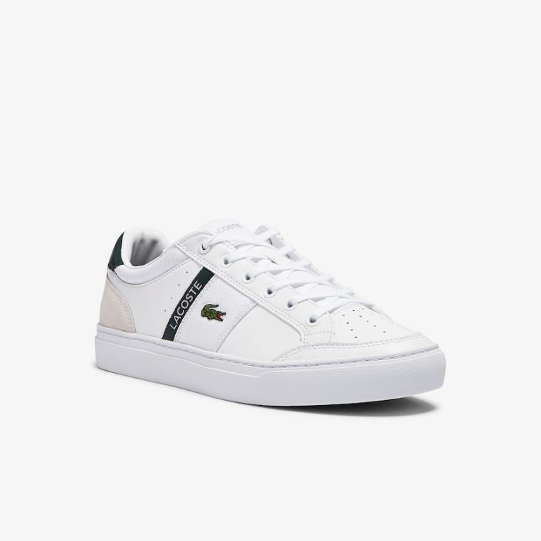 Lacoste Courtline Deri and Tekstil Sneakers Beyaz | 4uFTDyNa