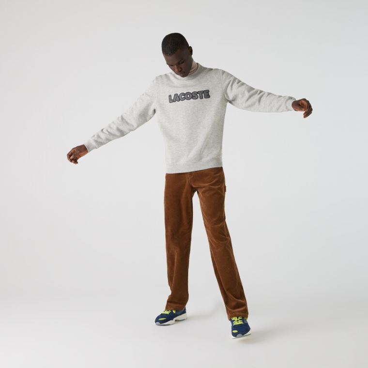 Lacoste Crew Neck Flecked Fleece Sweatshirt Gri | ICbSOjAA