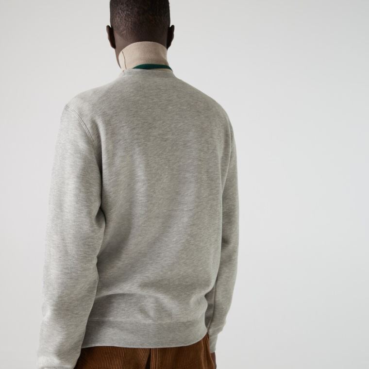 Lacoste Crew Neck Flecked Fleece Sweatshirt Gri | ICbSOjAA