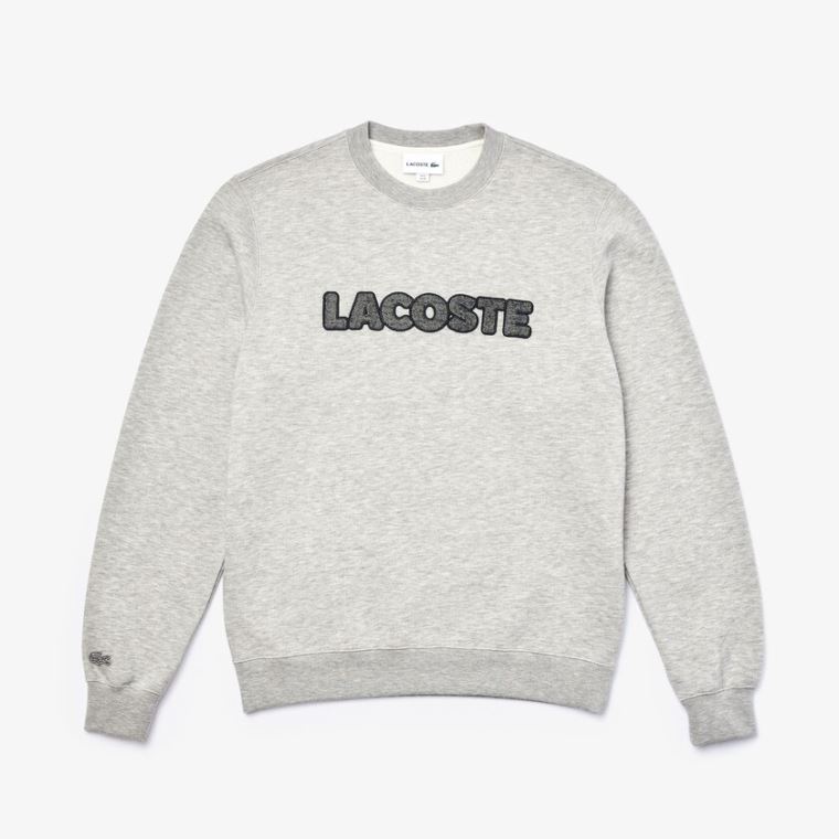 Lacoste Crew Neck Flecked Fleece Sweatshirt Gri | ICbSOjAA