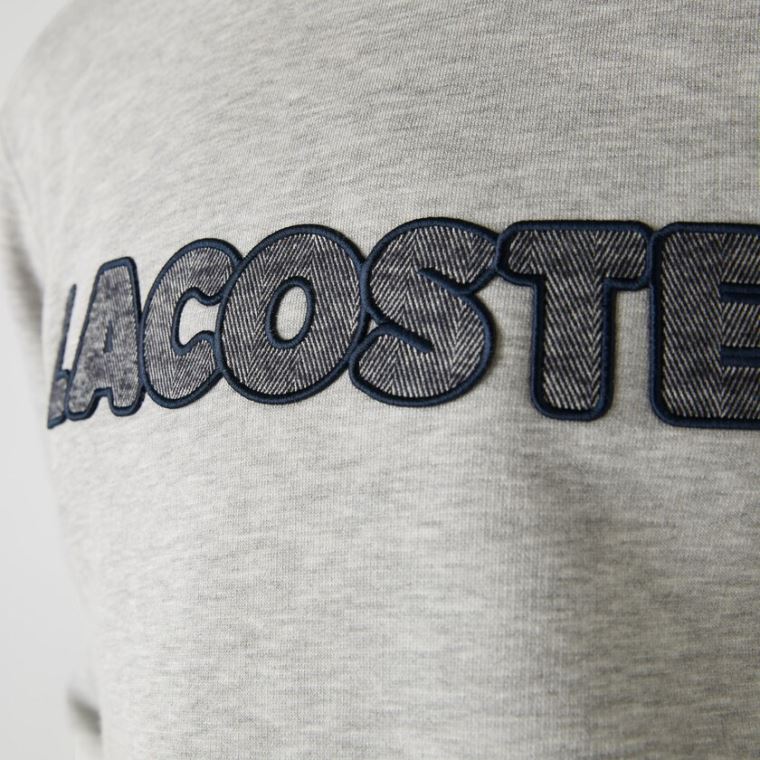 Lacoste Crew Neck Flecked Fleece Sweatshirt Gri | ICbSOjAA