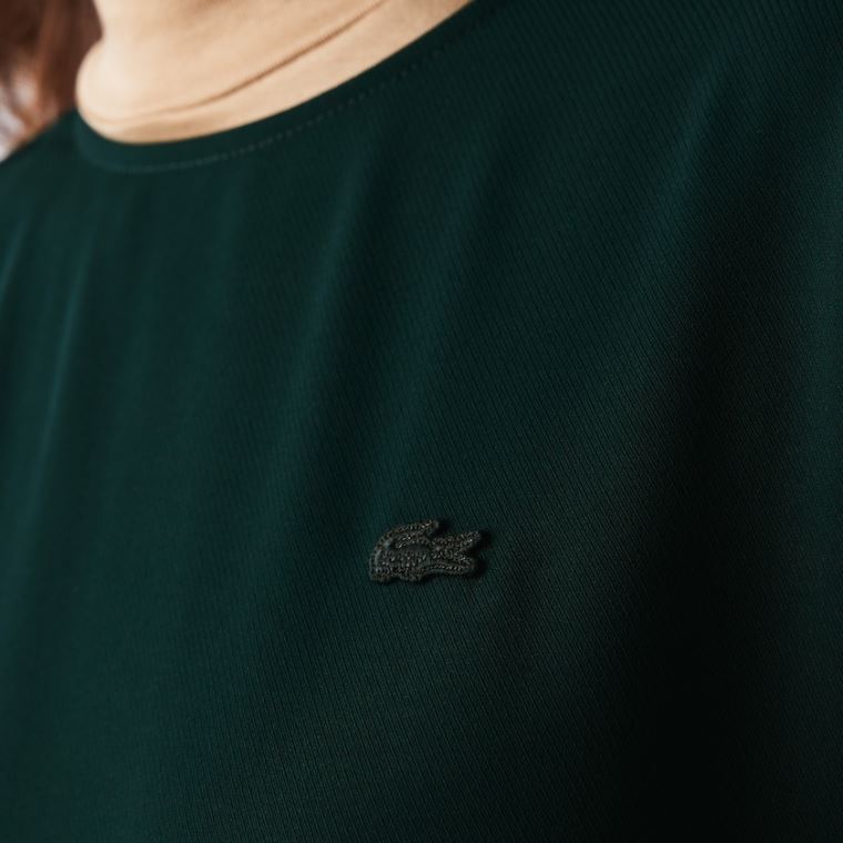 Lacoste Crew Neck Flowy Elbise Yeşil | 4kUf1Edx