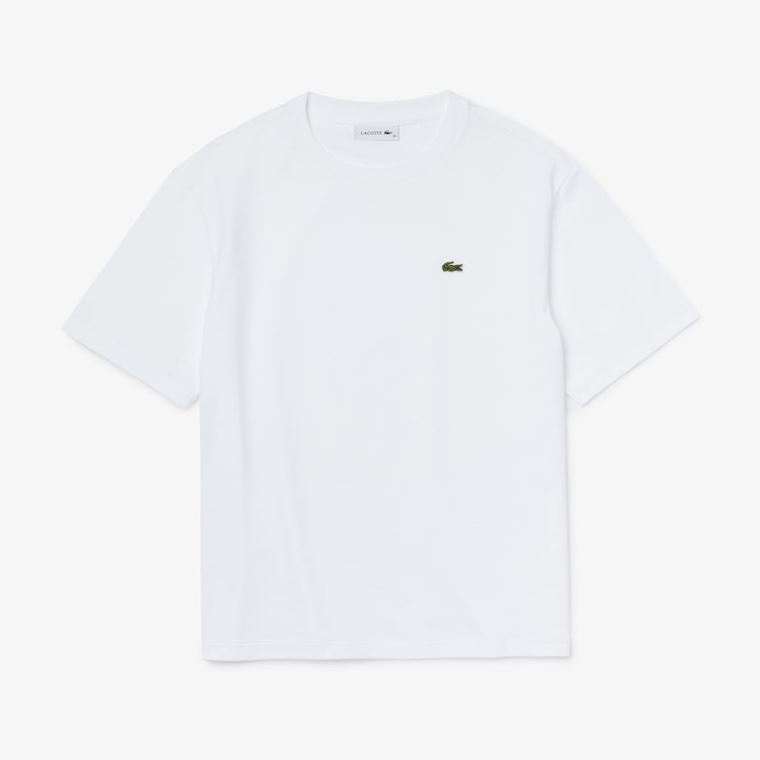 Lacoste Crew Neck Premium Pamuklu T-shirt Beyaz | BkUAnAVL