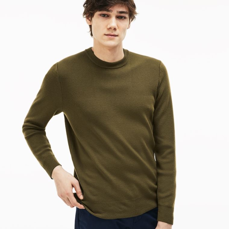 Lacoste Crew Neck Technical Knit Kazak Bej Rengi | gERafLlD