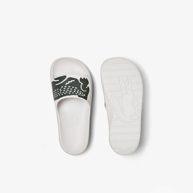 Lacoste Croco 2.0 Sentetik Print Slides Beyaz | OF7pXkO6