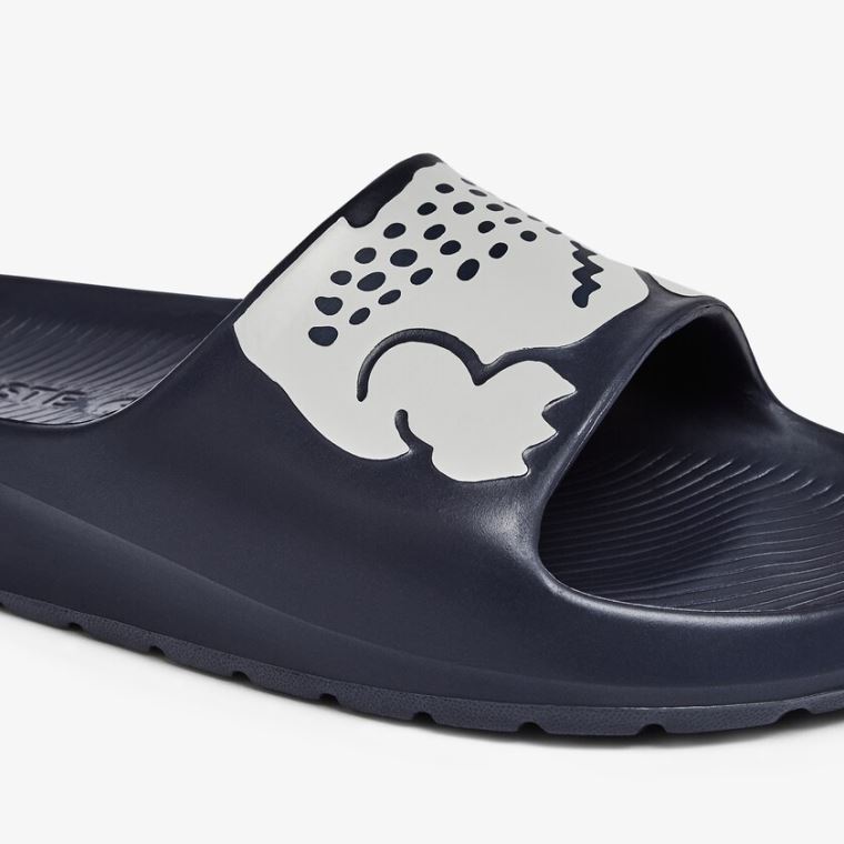 Lacoste Croco 2.0 Sentetik Print Slides Lacivert Beyaz | QQsxEGcA