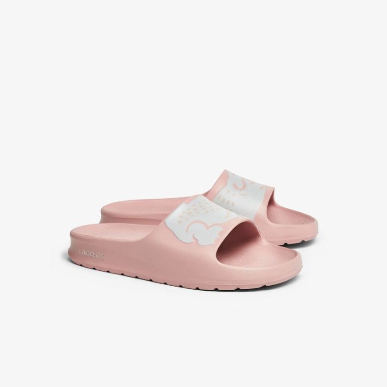 Lacoste Croco 2.0 Sentetik Print Slides Açık Pembe Beyaz | vLnsr8sv