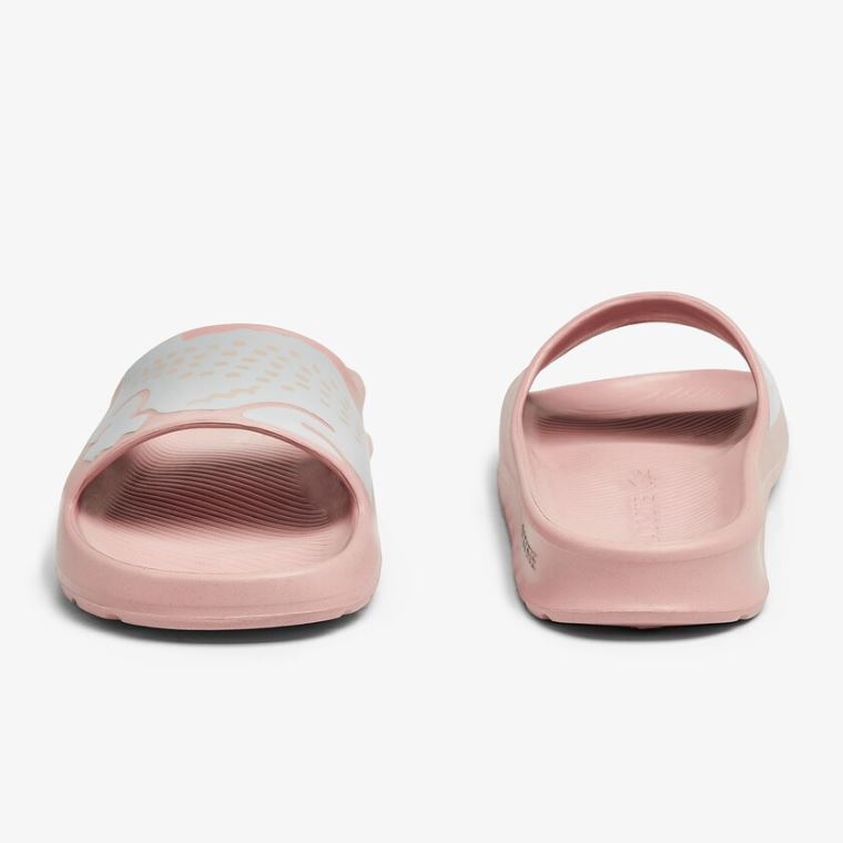 Lacoste Croco 2.0 Sentetik Print Slides Açık Pembe Beyaz | vLnsr8sv