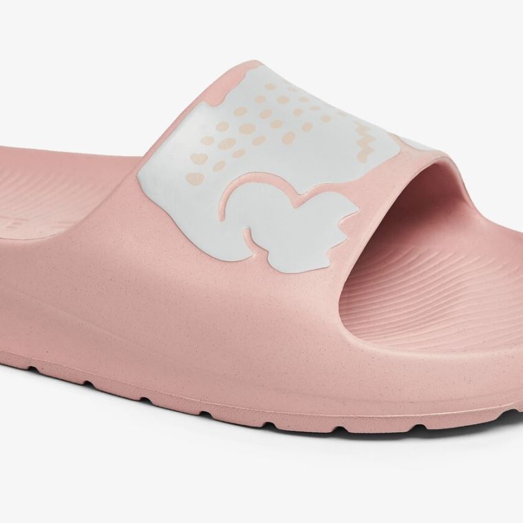 Lacoste Croco 2.0 Sentetik Print Slides Açık Pembe Beyaz | vLnsr8sv