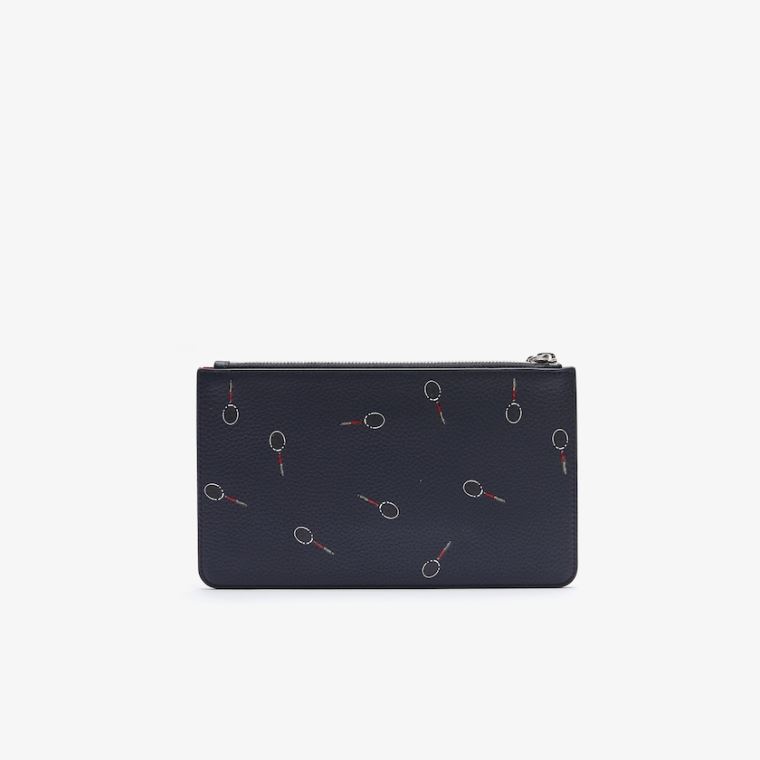 Lacoste Croco Crew Print Grained Deri Zip Pouch Siyah | udQw6aAt