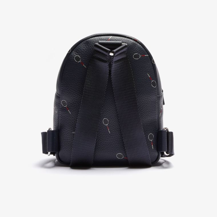 Lacoste Croco Crew Raquet-Print Small Grained Deri Backpack Siyah | htSsvJsS