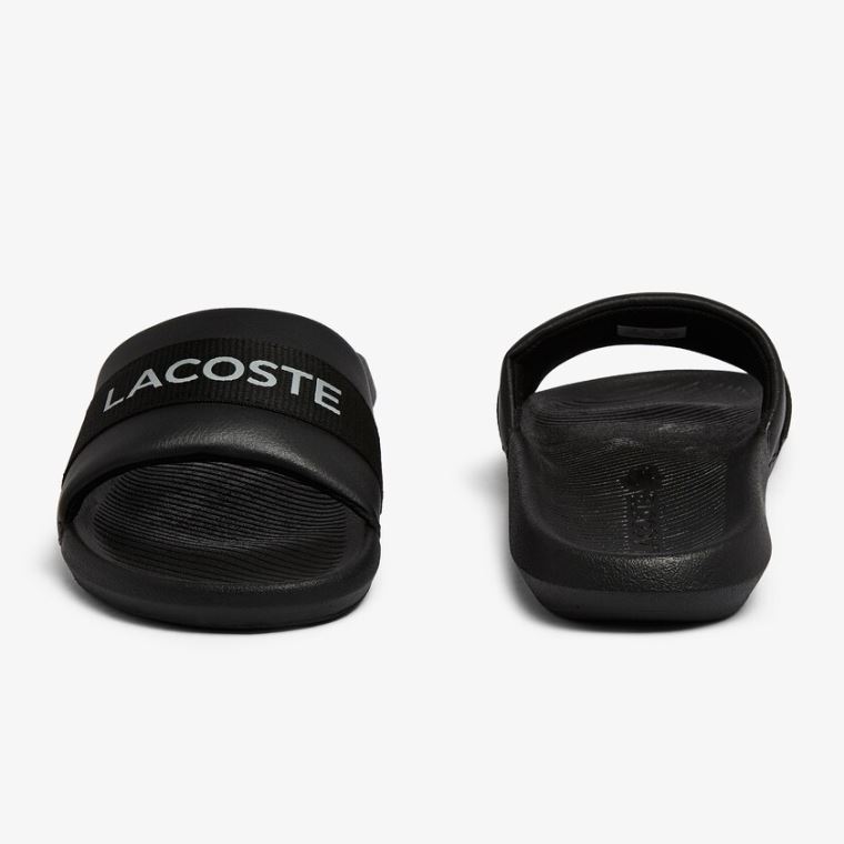 Lacoste Croco Tekstil Logo Slides Siyah Siyah | P4NJuFT0