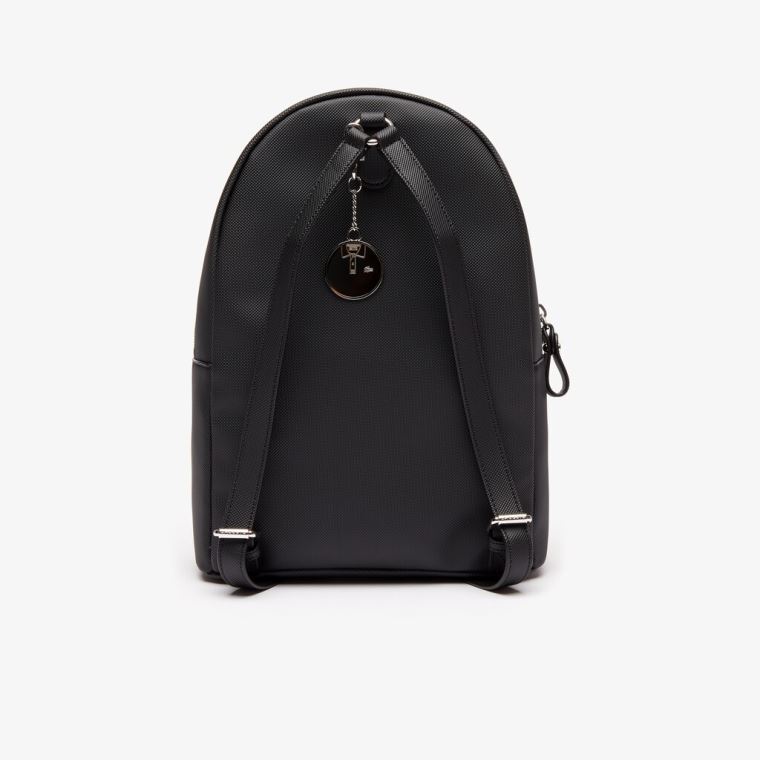 Lacoste Daily Klasik Coated Piqué Kanvas Backpack Siyah | o22aALLY