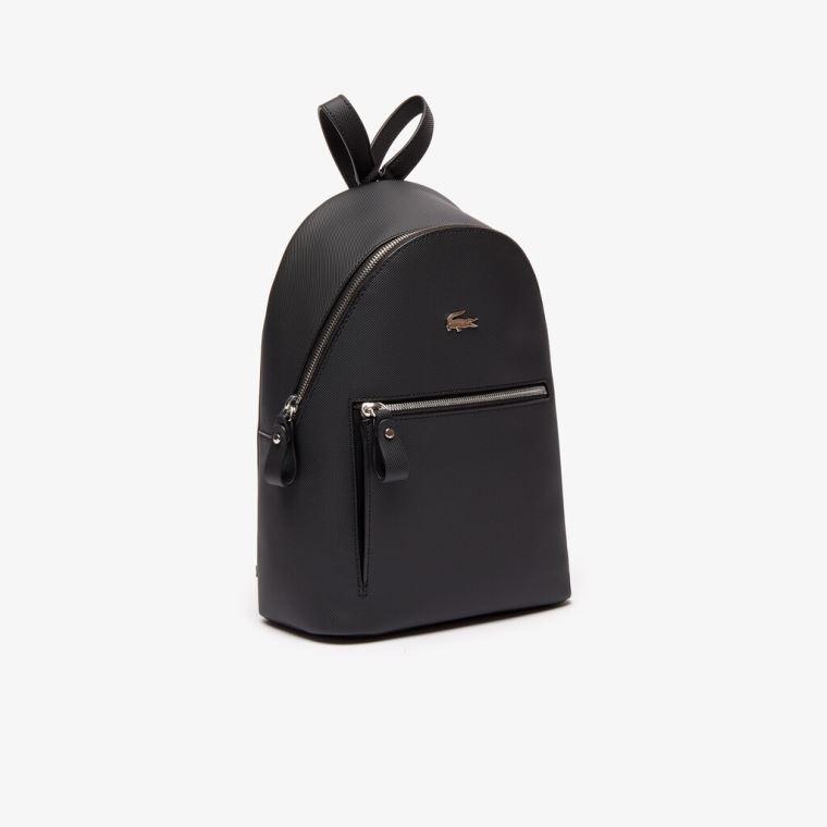 Lacoste Daily Klasik Coated Piqué Kanvas Backpack Siyah | o22aALLY