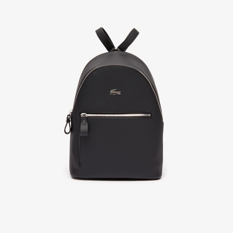 Lacoste Daily Klasik Coated Piqué Kanvas Backpack Siyah | o22aALLY