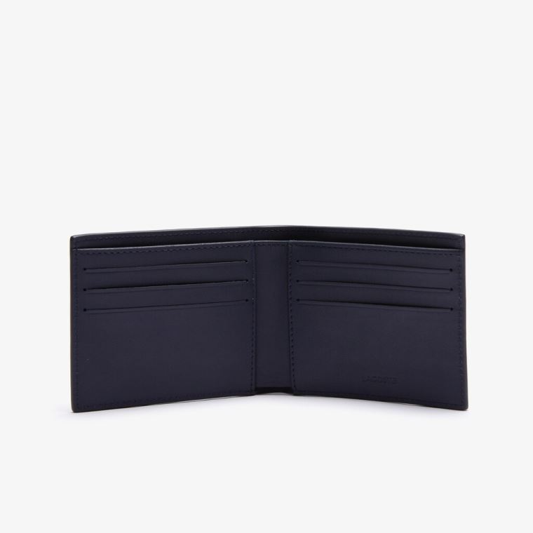 Lacoste Fitzgerald Check-Effect Textured Deri Wallet Lacivert Mavi Beyaz | Vb3n6GDF