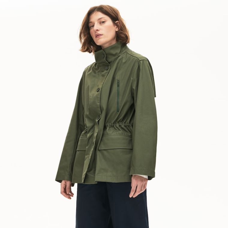 Lacoste Flared Su-Resistant Parka Haki Yeşil | esSApZi9