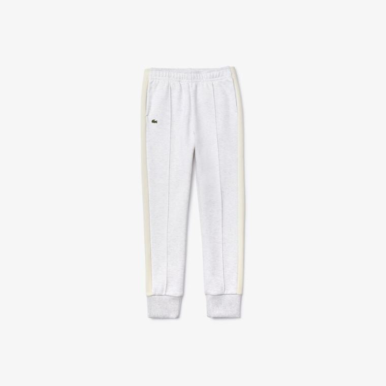 Lacoste Full-Zip Contrast Side Panels Fleece Pants Gri Beyaz Lacivert Mavi | zQ5BtgVO