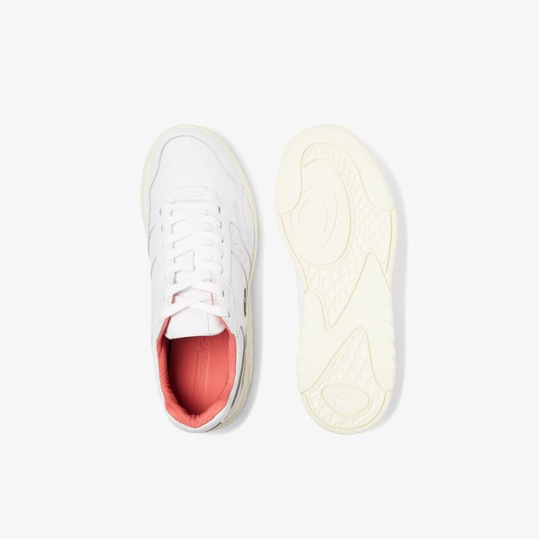 Lacoste Game Advance Luxe Deri and Sentetik Sneakers Beyaz Bej Rengi | rGMMS0Xz