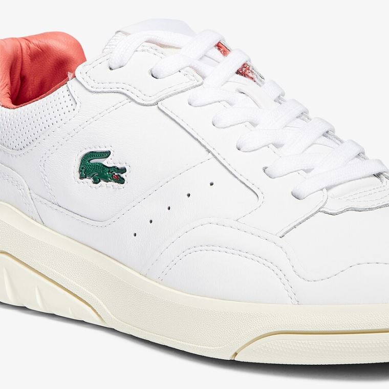 Lacoste Game Advance Luxe Deri and Sentetik Sneakers Beyaz Bej Rengi | rGMMS0Xz