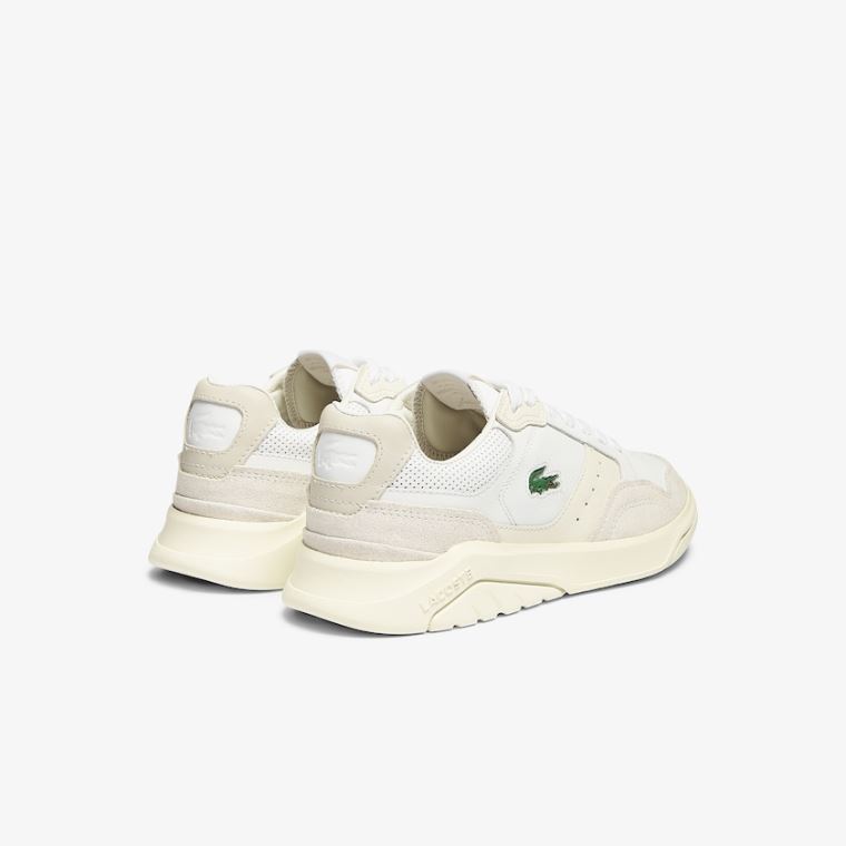 Lacoste Game Advance Luxe Deri and Süet Sneakers Beyaz Gri | FLpzgx1R