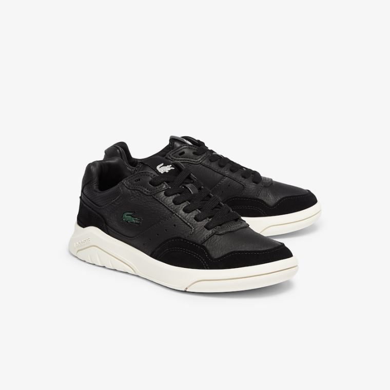 Lacoste Game Advance Luxe Deri and Süet Sneakers Siyah Gri | b26xNmNs