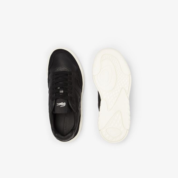 Lacoste Game Advance Luxe Deri and Süet Sneakers Siyah Gri | b26xNmNs