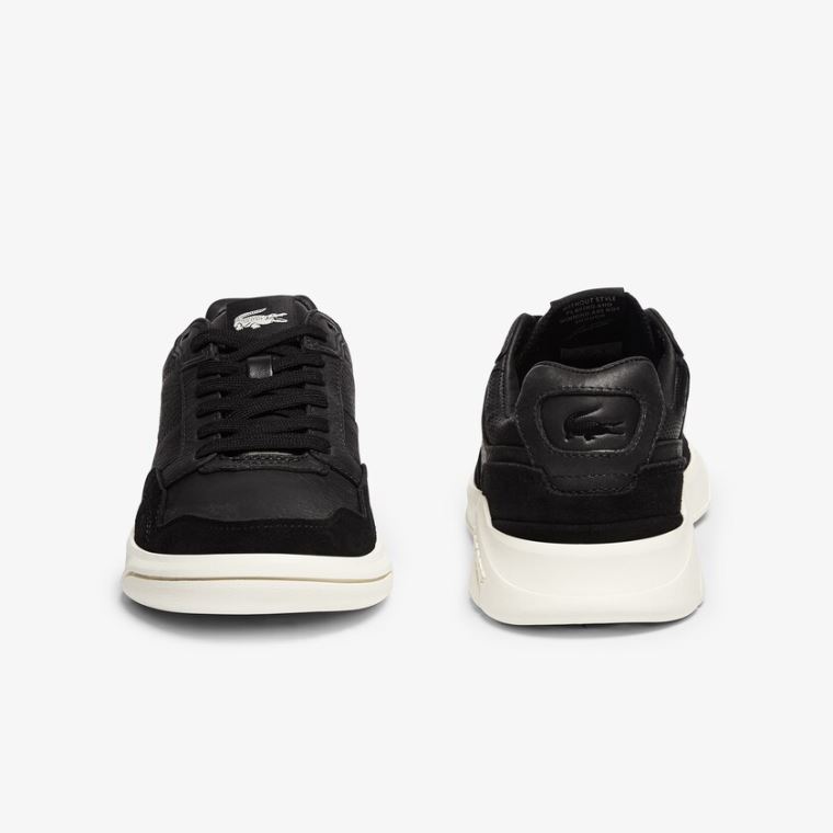 Lacoste Game Advance Luxe Deri and Süet Sneakers Siyah Gri | b26xNmNs