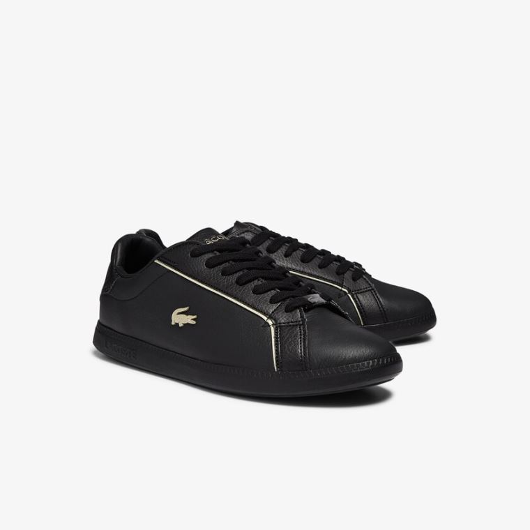 Lacoste Graduate Deri Metallic Detailing Sneakers Siyah | tOILSfaT