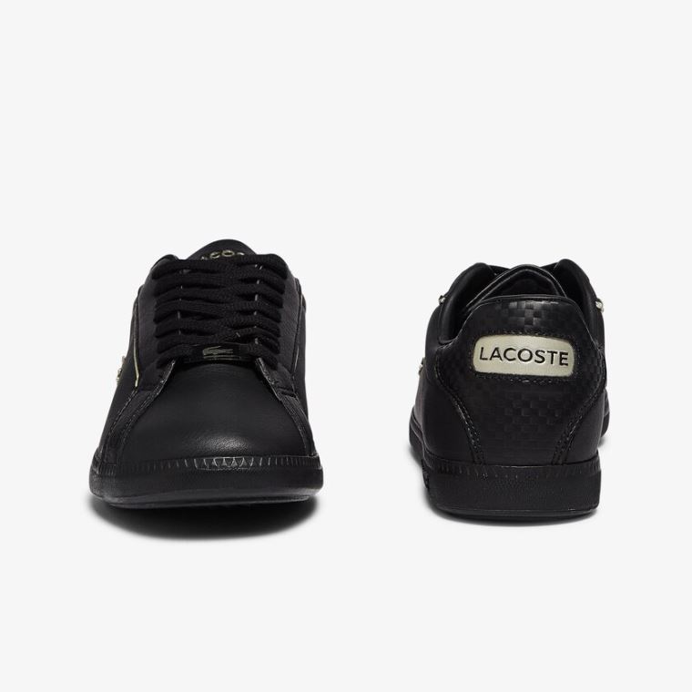 Lacoste Graduate Deri Metallic Detailing Sneakers Siyah | tOILSfaT