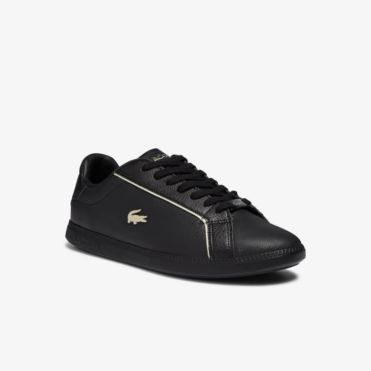 Lacoste Graduate Deri Metallic Detailing Sneakers Siyah | tOILSfaT