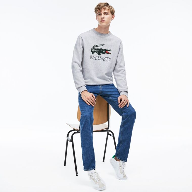 Lacoste Graphic Croc Sweatshirt Gri | DKeW8OMS