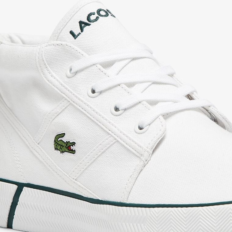 Lacoste Gripshot Kanvas and Deri Chukkas Beyaz Koyu Yeşil | YM3EI7I9