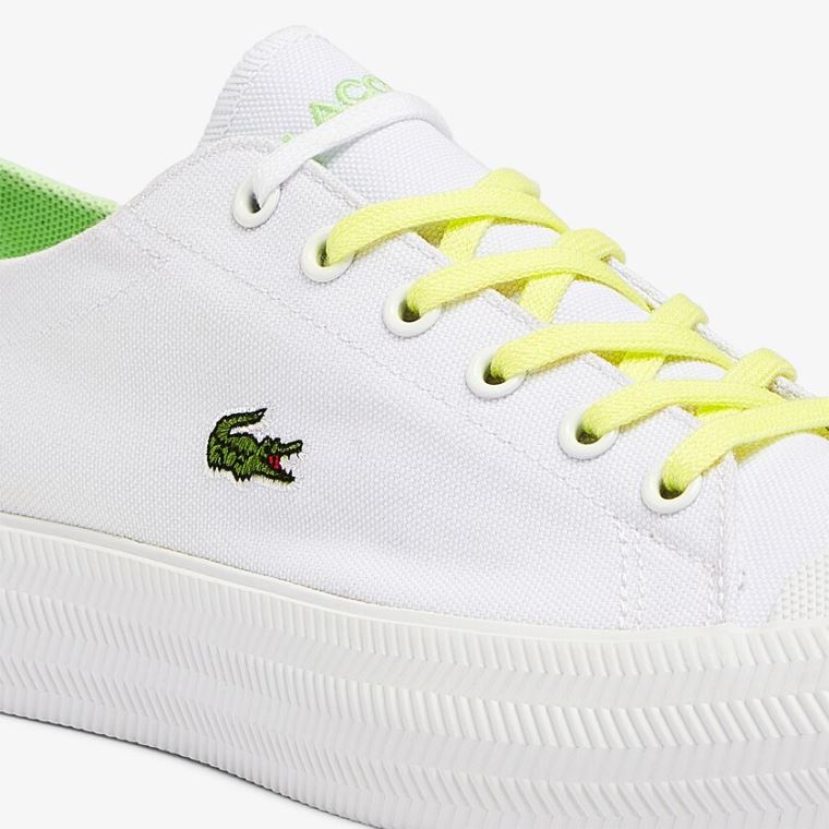 Lacoste Gripshot Kanvas and Deri Sneakers Beyaz Açık Sarı | M20C8XCg