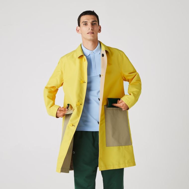 Lacoste Hafif Su-Resistant Reversible Twill Coat Bej Rengi Sarı | XVzqjVZF