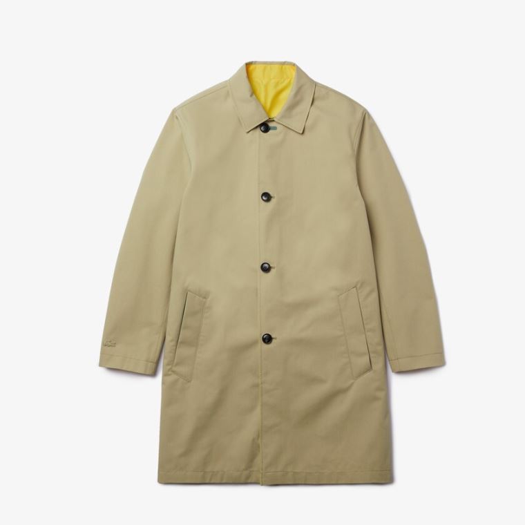 Lacoste Hafif Su-Resistant Reversible Twill Coat Bej Rengi Sarı | XVzqjVZF