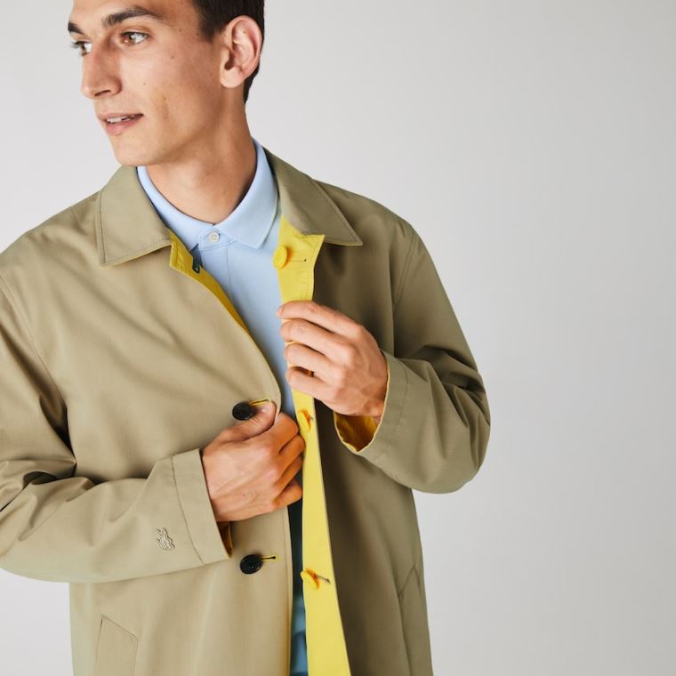 Lacoste Hafif Su-Resistant Reversible Twill Coat Bej Rengi Sarı | XVzqjVZF