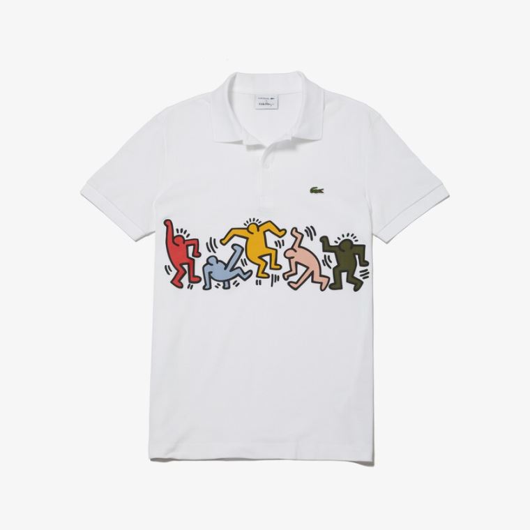 Lacoste Keith Haring Print Piqué Polo Beyaz Beyaz | BfauG1TZ