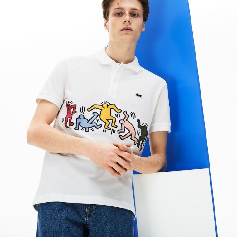 Lacoste Keith Haring Print Piqué Polo Beyaz Beyaz | BfauG1TZ