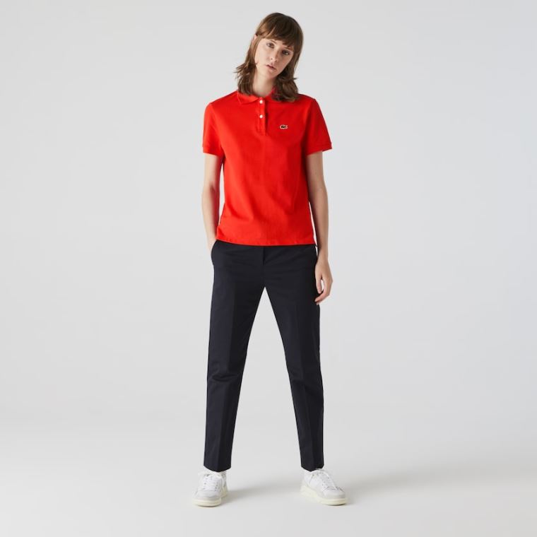 Lacoste Klasik Fit Soft Pamuklu Petit Piqué Polo Kırmızı | WUhalEn3