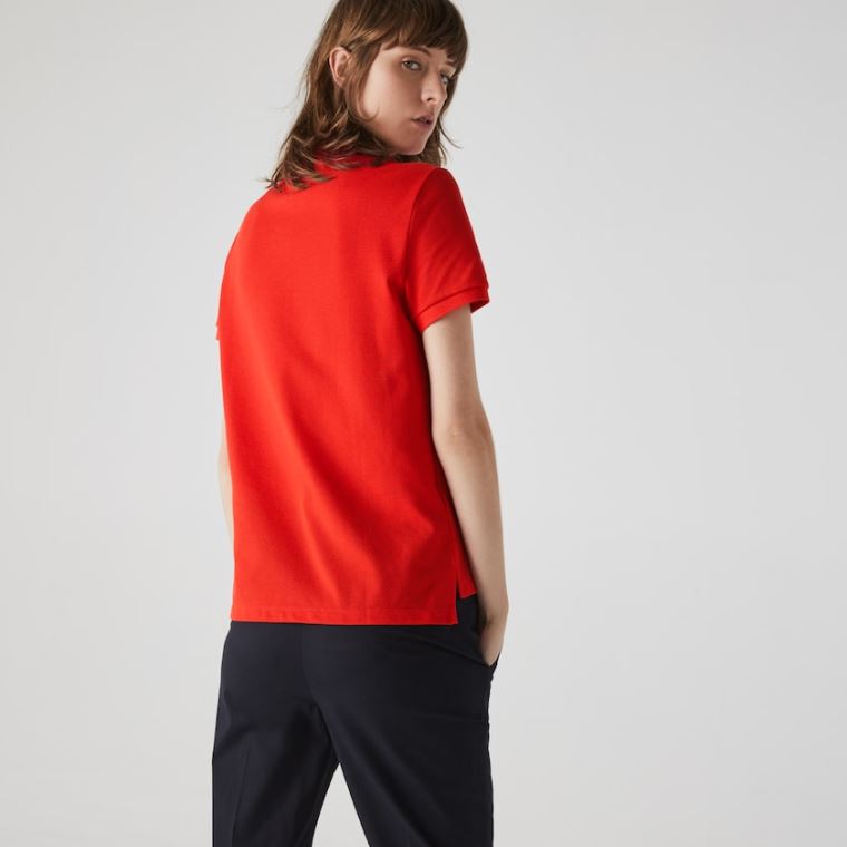 Lacoste Klasik Fit Soft Pamuklu Petit Piqué Polo Kırmızı | WUhalEn3