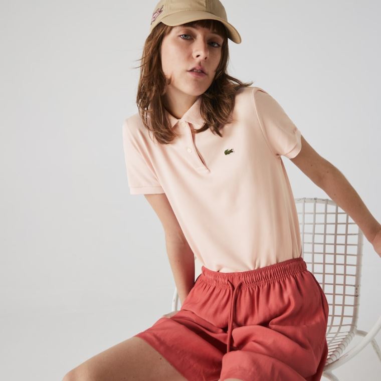 Lacoste Klasik Fit Soft Pamuklu Petit Piqué Polo Açık Pembe | fDVGJloq