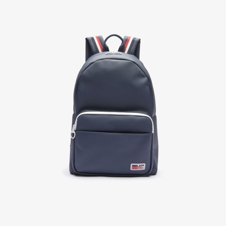 Lacoste Klasik Tricolour Straps Backpack Lacivert Mavi Beyaz Kırmızı | lUj1hnMF