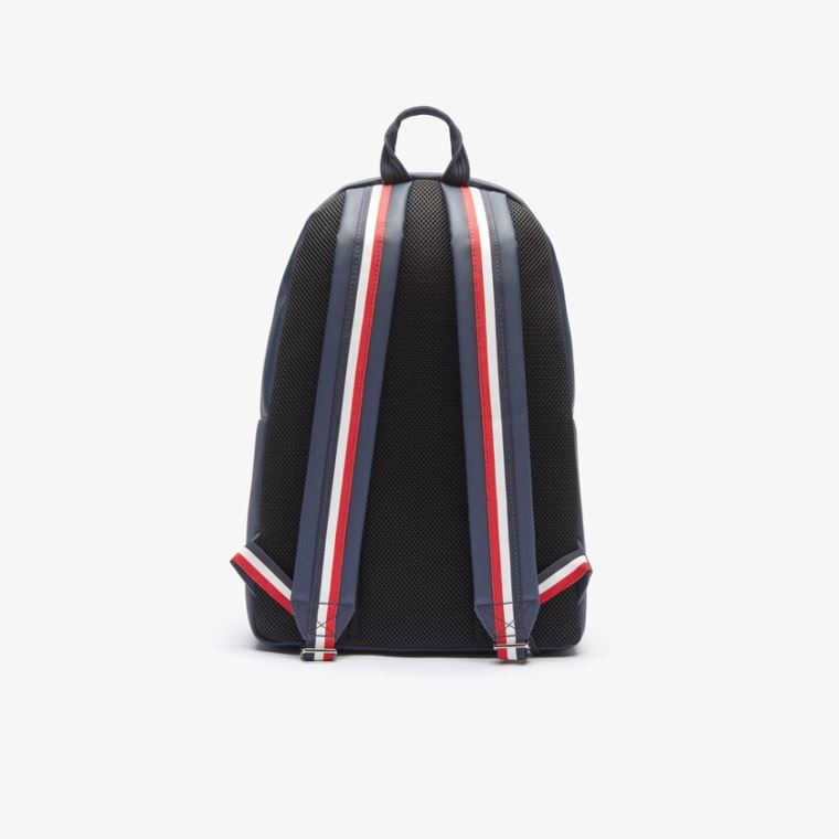 Lacoste Klasik Tricolour Straps Backpack Lacivert Mavi Beyaz Kırmızı | lUj1hnMF