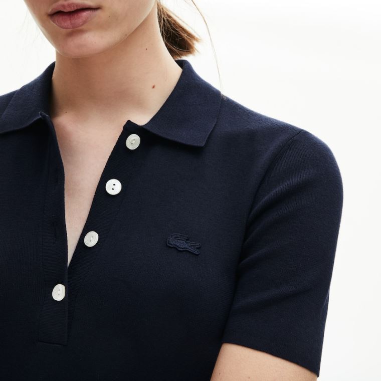 Lacoste Knit Polo Elbise Lacivert Mavi | 8OvWYej7