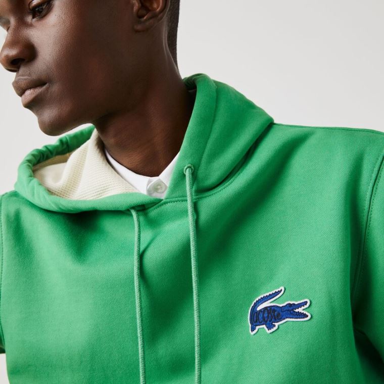 Lacoste Kukuletalı Badge Sweatshirt Yeşil | UDvNmGB9