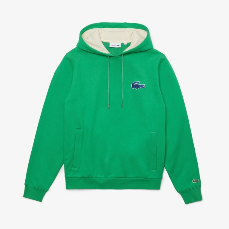 Lacoste Kukuletalı Badge Sweatshirt Yeşil | UDvNmGB9