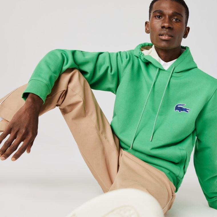 Lacoste Kukuletalı Badge Sweatshirt Yeşil | UDvNmGB9